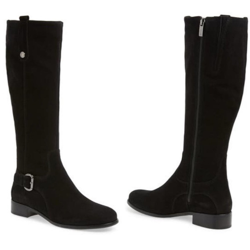 La Canadienne Waterproof Black Suede Riding Boots Size 7.5